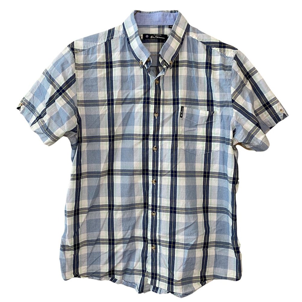 Ben Sherman Blue Plaid Short Sleeve Button Down